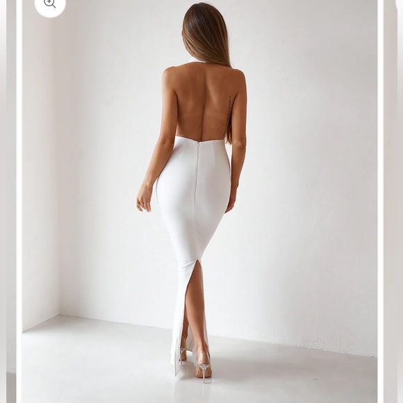 White Backless Maxi Dress - Picture 3 of 5